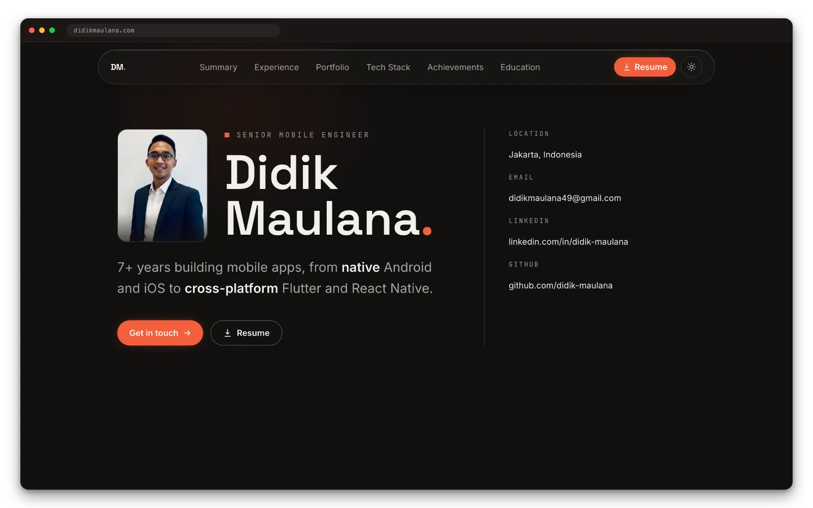 Personal Site app screenshots